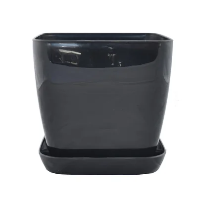 Гладка саксия Флора 17х17 см черна