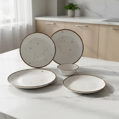 Порцеланов сервиз за хранене 24 части Кафяви пръски TOPRAKSAN