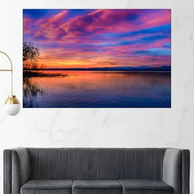 Красив залез над водата - картина пано за стена