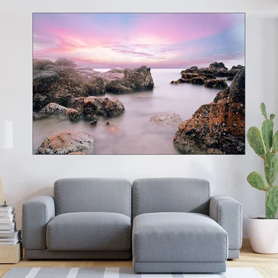 Мъгла над скалист плаж - картина пано за стена