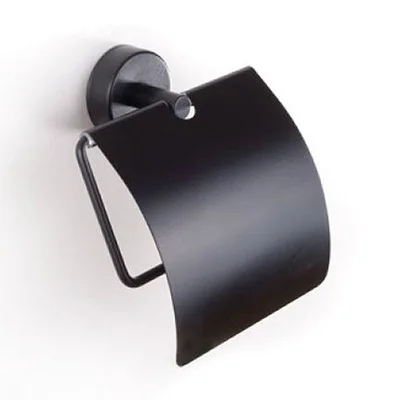 Поставка за тоалетна хартия с капак Moderno черен мат KAPITAN