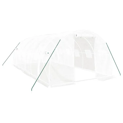 Оранжерия със стоманена рамка бяла 18 м² 6x3x2 м