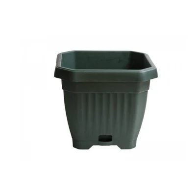 Осмоъгълна оребрена саксия 17х17 см зелена