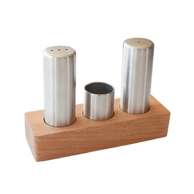 Комплект за сол и пипер с дървена поставка A62422 NARIN