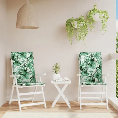 Възглавници за столове 2 бр на зелени листа текстил - VL361244