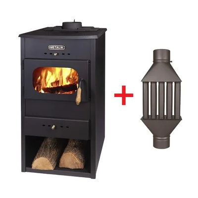 Камина с чугунен плот 13 kW + подарък топлообменник МЕТАЛИК
