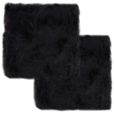 Подложки за столове 2 бр тъмносиви 40x40 см истинска овча кожа - VL283888