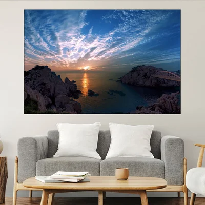 Изгрев над морски скали - картина пано за стена