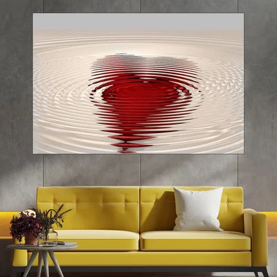 Силует на сърце във водата - картина пано за стена