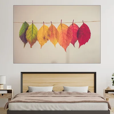Есенни листа на въже - картина пано за стена