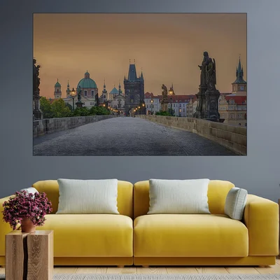Мост в златна Прага - картина пано за стена