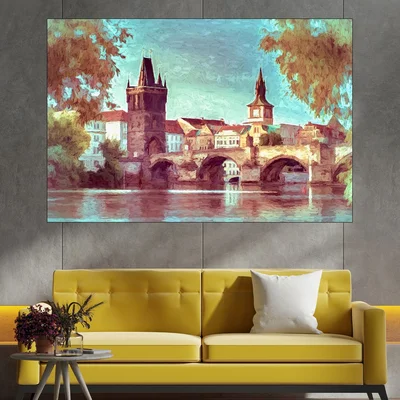 Картина на мост в Прага - картина пано за стена