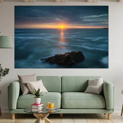 Ефектен изгрев над океана - картина пано за стена