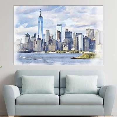 Акварел на Ню Йорк сити - картина пано за стена