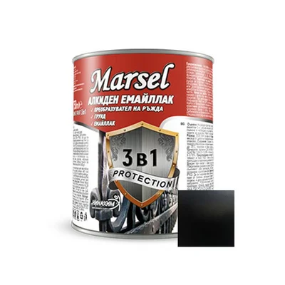 Алкиден емайллак 3в1 500 мл черен мат MARSEL