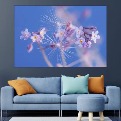 Пролетно цвете с роса - картина пано за стена