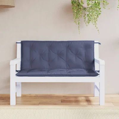 Възглавници за градински пейки 2 бр нейви син 120x50x7 см плат - VL379064