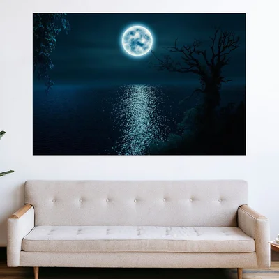 Лунна пътека през езерото - картина пано за стена