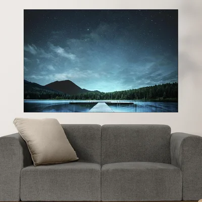 Звездно небе над езерото - картина пано за стена