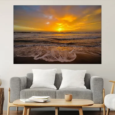 Пейзаж на красив залез в океана - картина пано за стена