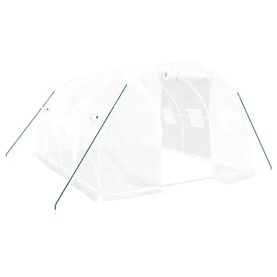 Оранжерия със стоманена рамка бяла 12 м² 4x3x2 м