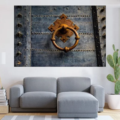 Антична дървена врата на замък - картина пано за стена