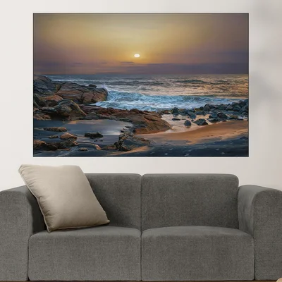 Каменист плаж в Индийският океан - картина пано за стена