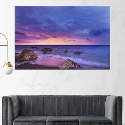 Залез над самотан плаж - картина пано за стена