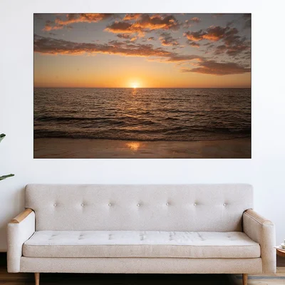 Облаци и залез над открито море - картина пано за стена