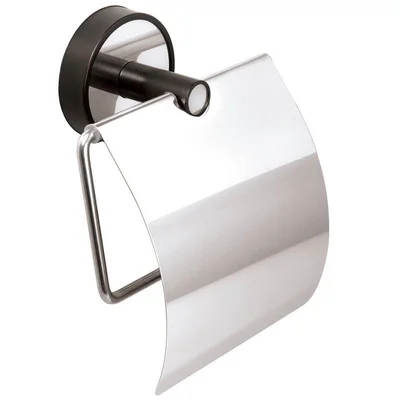 Поставка за тоалетна хартия с капак Optimo хром/черен KAPITAN