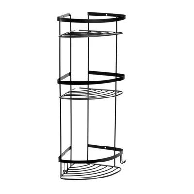 Ъглова етажерка за баня на три нива черна FORMA VITA