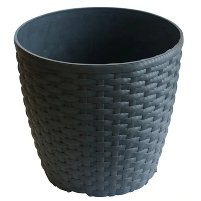 Саксия Ø23.5х21 см антрацит Kamelya Ratan HOME DECOR