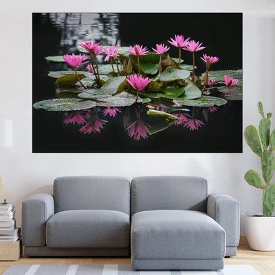 Цъфнали розови лотоси - картина пано за стена