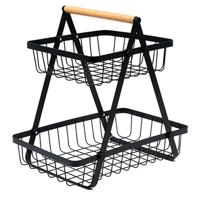 Фруктиера на две нива с дървена дръжка 31x20 см