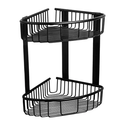 Двойна етажерка за баня с дълбоки кошнички черен мат KAPITAN