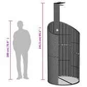 Външен душ сив 100x100x241,5 см полиратан и акациево дърво - Thumbnail 10