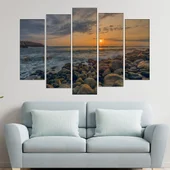 Залез над каменист бряг 2- картина пано за стена - Thumbnail 3