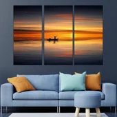 Риболов по залез слънце - картина пано за стена - Thumbnail 2