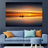 Риболов по залез слънце - картина пано за стена - Thumbnail 1