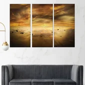 Златист залез на плажа - картина пано за стена - Thumbnail 2