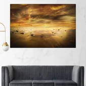 Златист залез на плажа - картина пано за стена - Thumbnail 1