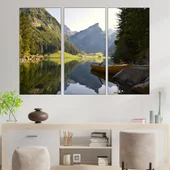Планинско езеро в Алпите - картина пано за стена - Thumbnail 2