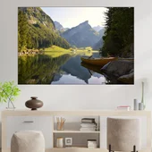 Планинско езеро в Алпите - картина пано за стена - Thumbnail 1