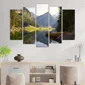 Планинско езеро в Алпите - картина пано за стена - Thumbnail 3