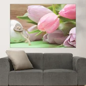 Розови лалета и сърце - картина пано за стена - Thumbnail 1