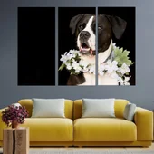 Портрет на куче с венец от цветя - картина пано за стена - Thumbnail 2