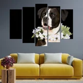 Портрет на куче с венец от цветя - картина пано за стена - Thumbnail 3
