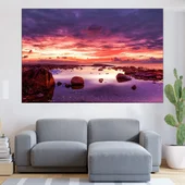 Залез над каменист морски бряг - картина пано за стена - Thumbnail 1