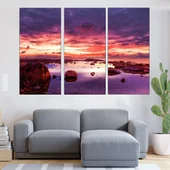 Залез над каменист морски бряг - картина пано за стена - Thumbnail 2