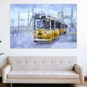 Илюстрация трамвай в Будапеща - картина пано за стена - Thumbnail 1